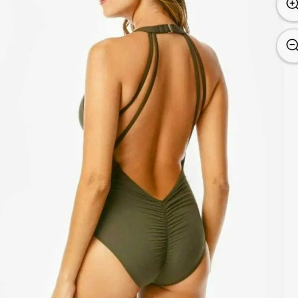 Vince Camuto Women's Riviera Plunge Cheeky One-Piece Swimsuit Swimsuit Size 14